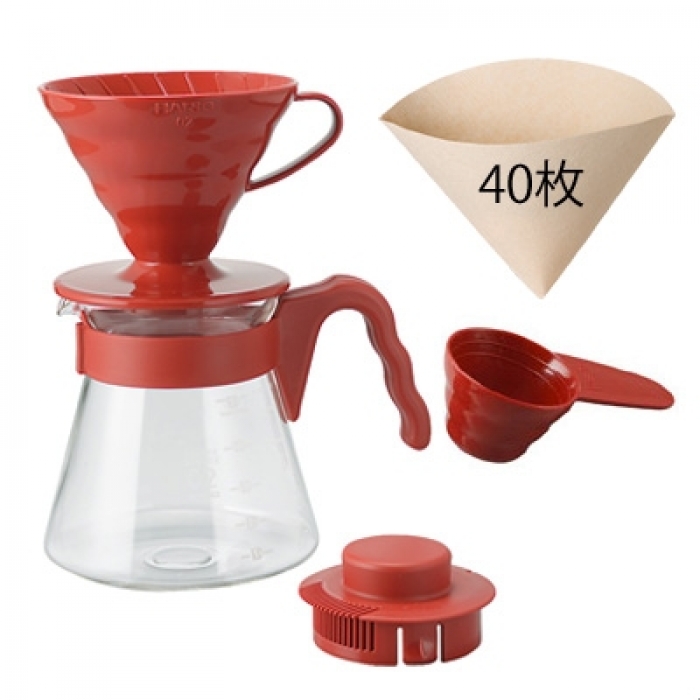 V60 02 Kahve Demleme Seti Plastik (Kırmızı)